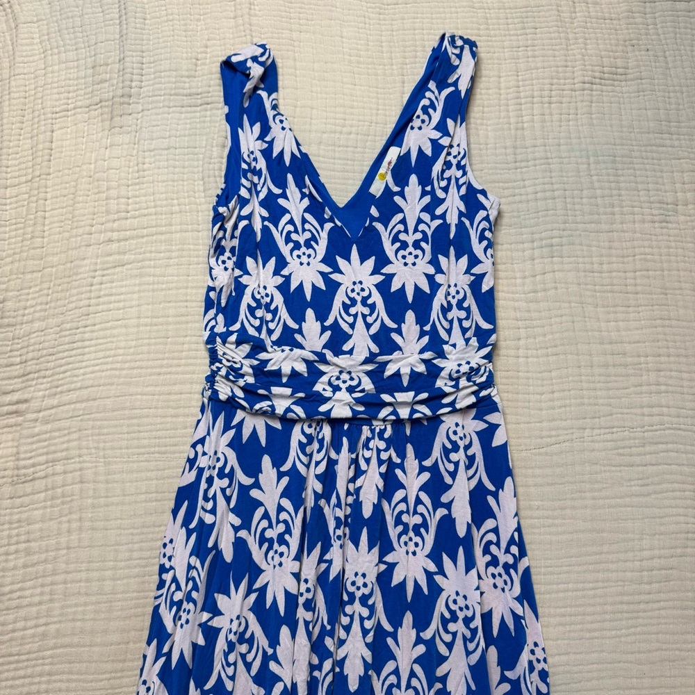 Boden Sienna Blue Floral Jersey Knit Maxi Dress Size 4R
